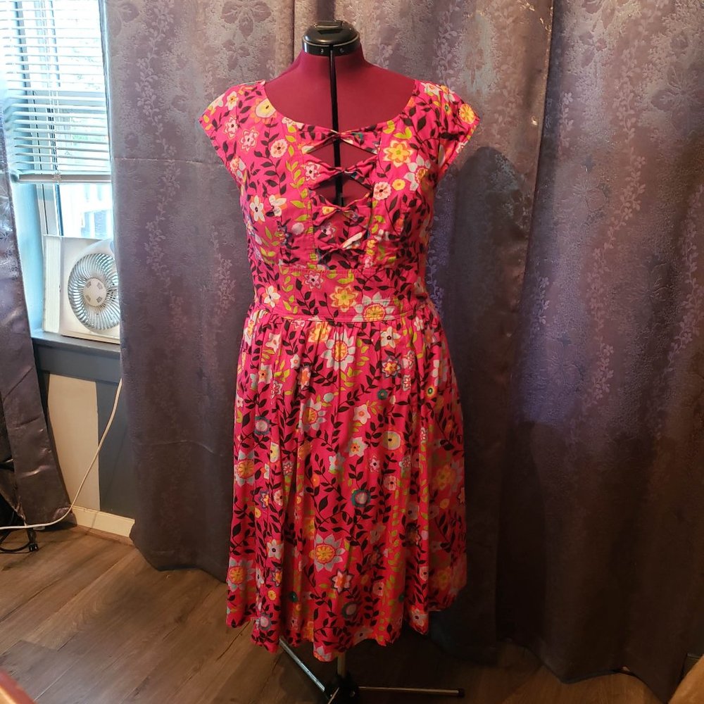eShAkti pink floral  midi dress size 16W